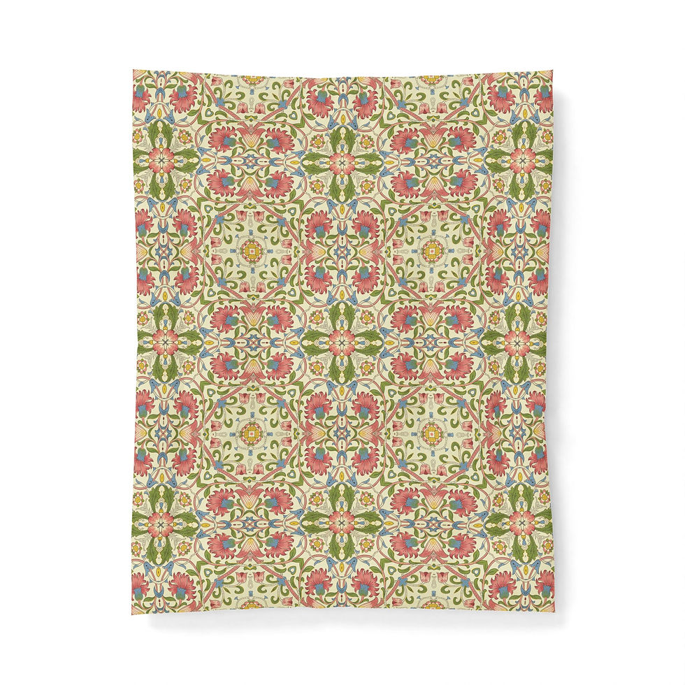 Thumbnail: Floral Medallion Cotton Comforter — Boho Tile Pattern Bedding