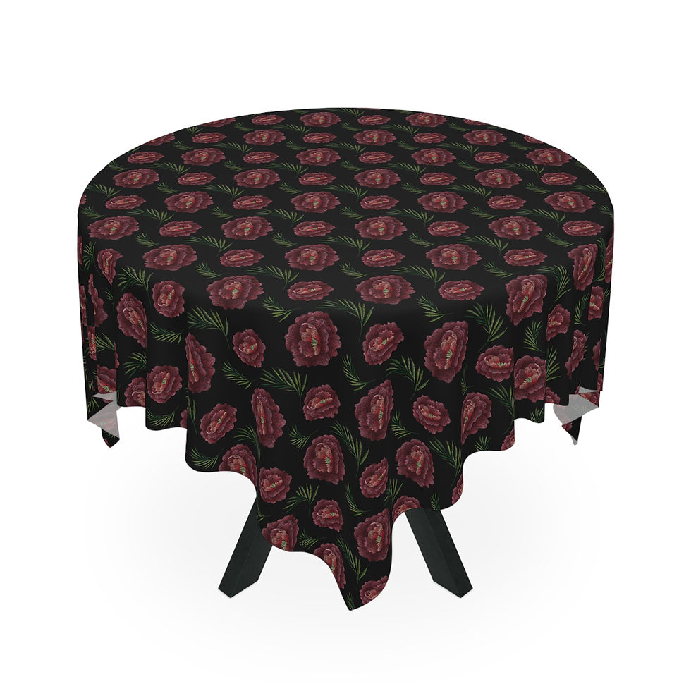Thumbnail: "Embroidery -like" Roses on BlackTablecloth 