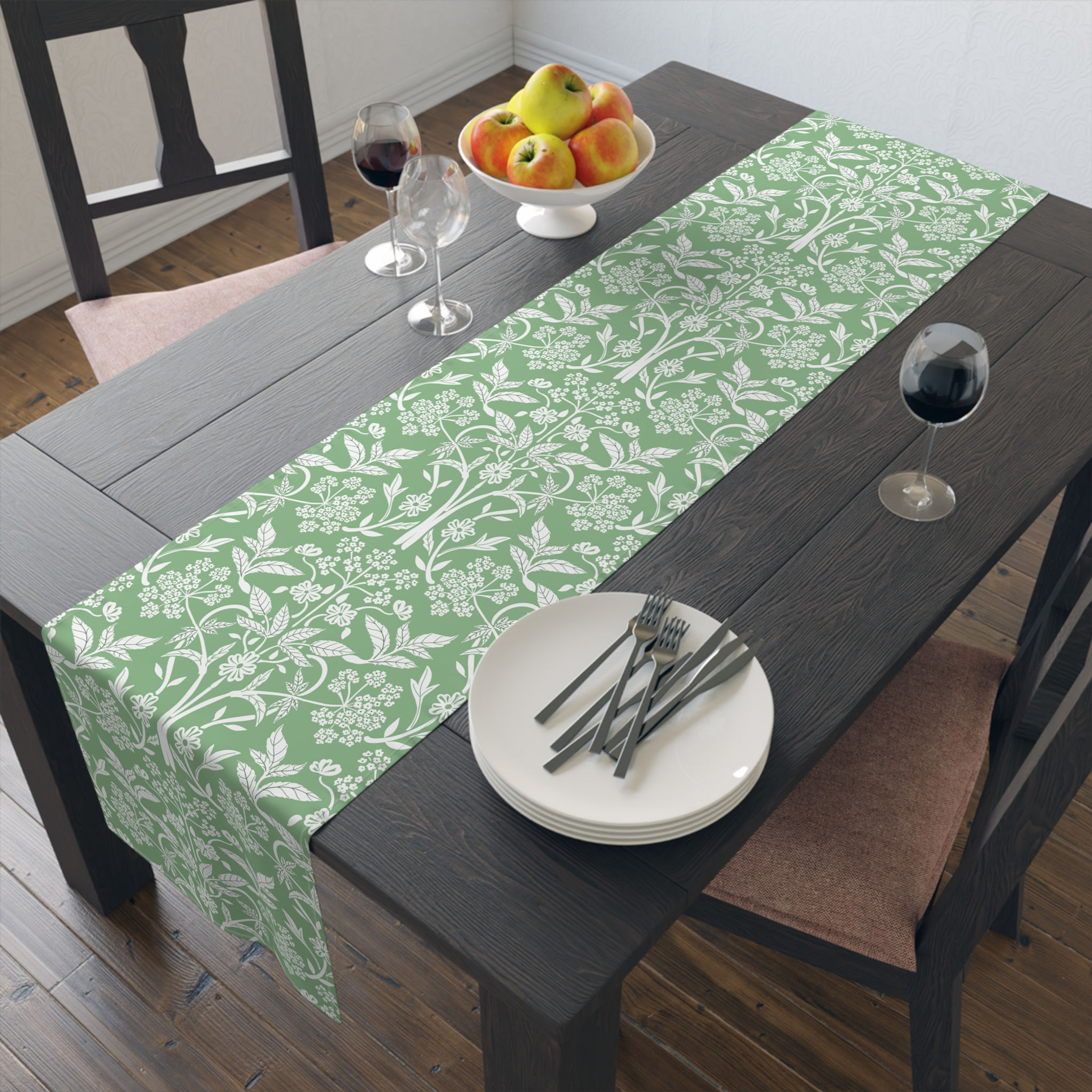 Morris Inspired Floral Cotton Table Runner