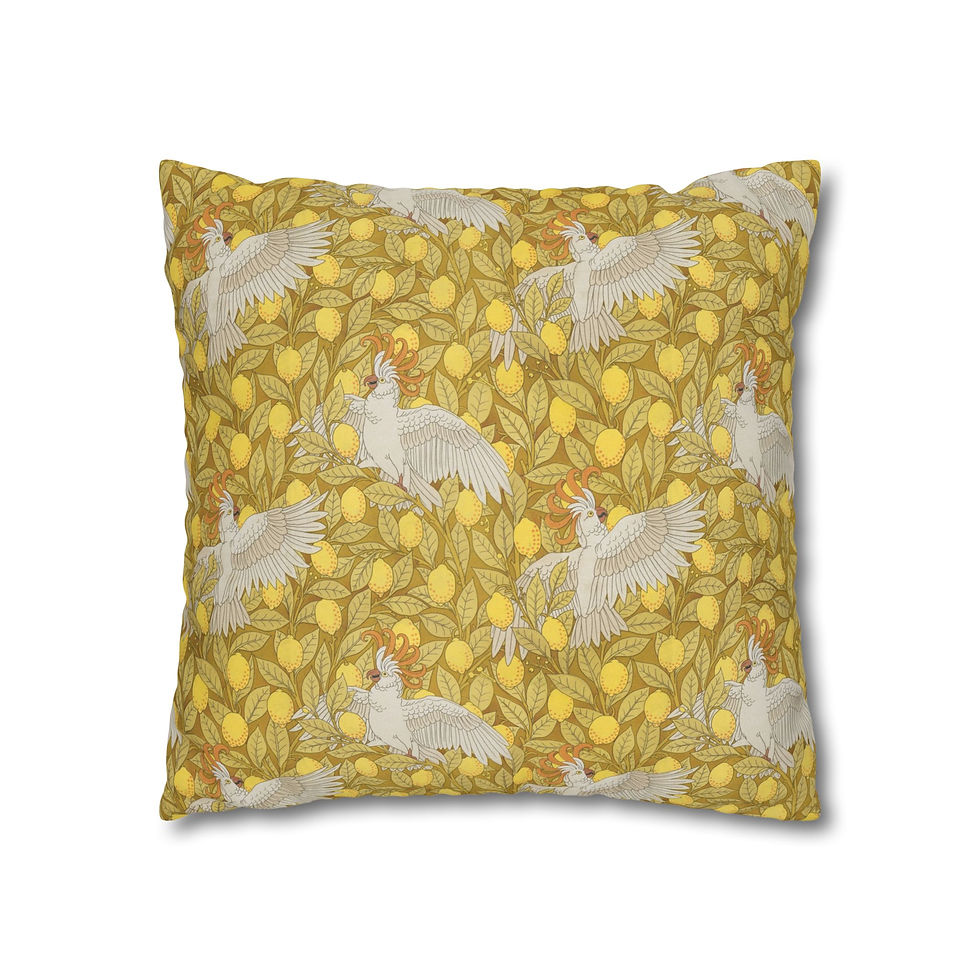Thumbnail: Yellow Cockatoo Throw Pillow Cover — Tropical Bird Square Pillowcase
