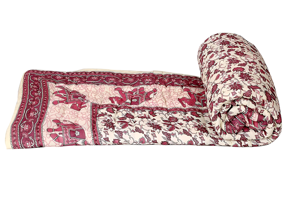 Beautiful Floral Print Soft Cotton King Bed Blanket Color 2X1.5 M Size