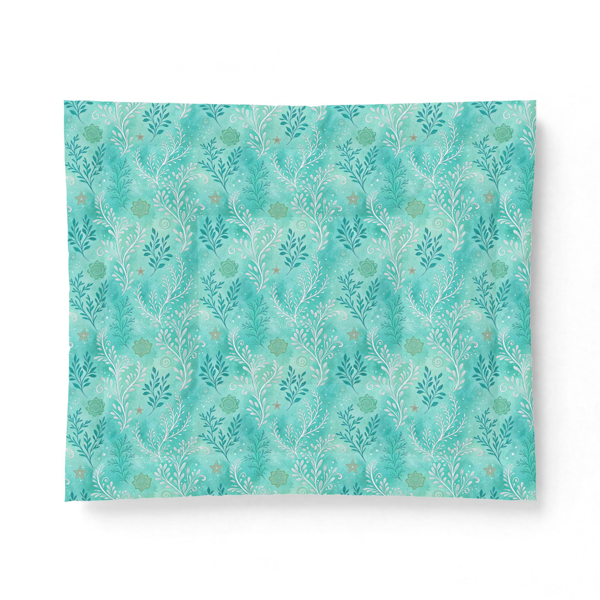 Aqua Botanical Cotton Comforter - Teal Floral Duvet Cover