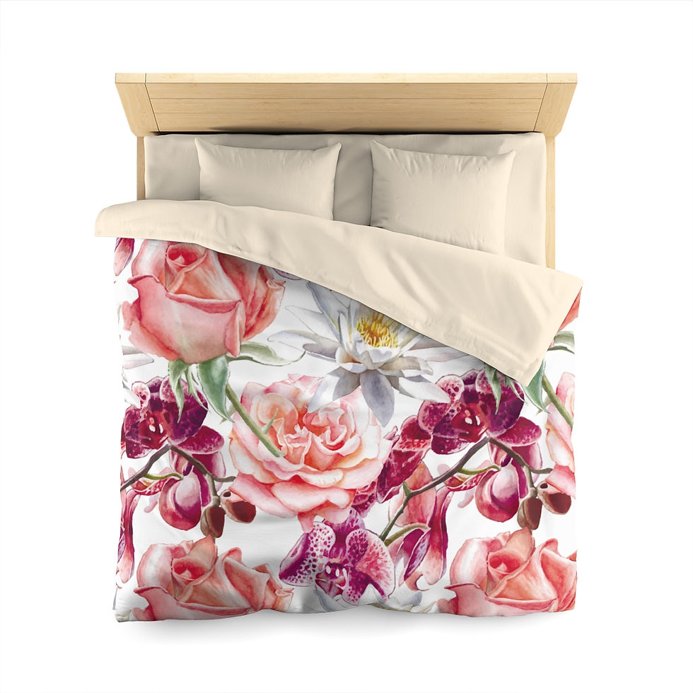 Thumbnail: Blush Roses Bouquet Microfiber Duvet Cover