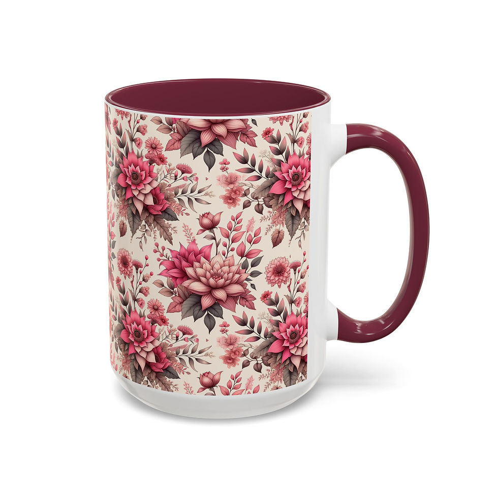 Thumbnail: Pink Floral Pattern Coffee Mug (11oz & 15oz)