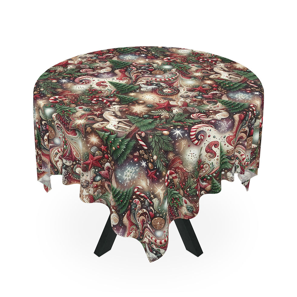 Thumbnail: Christmas Vintage Candy & Tree Holiday Tablecloth