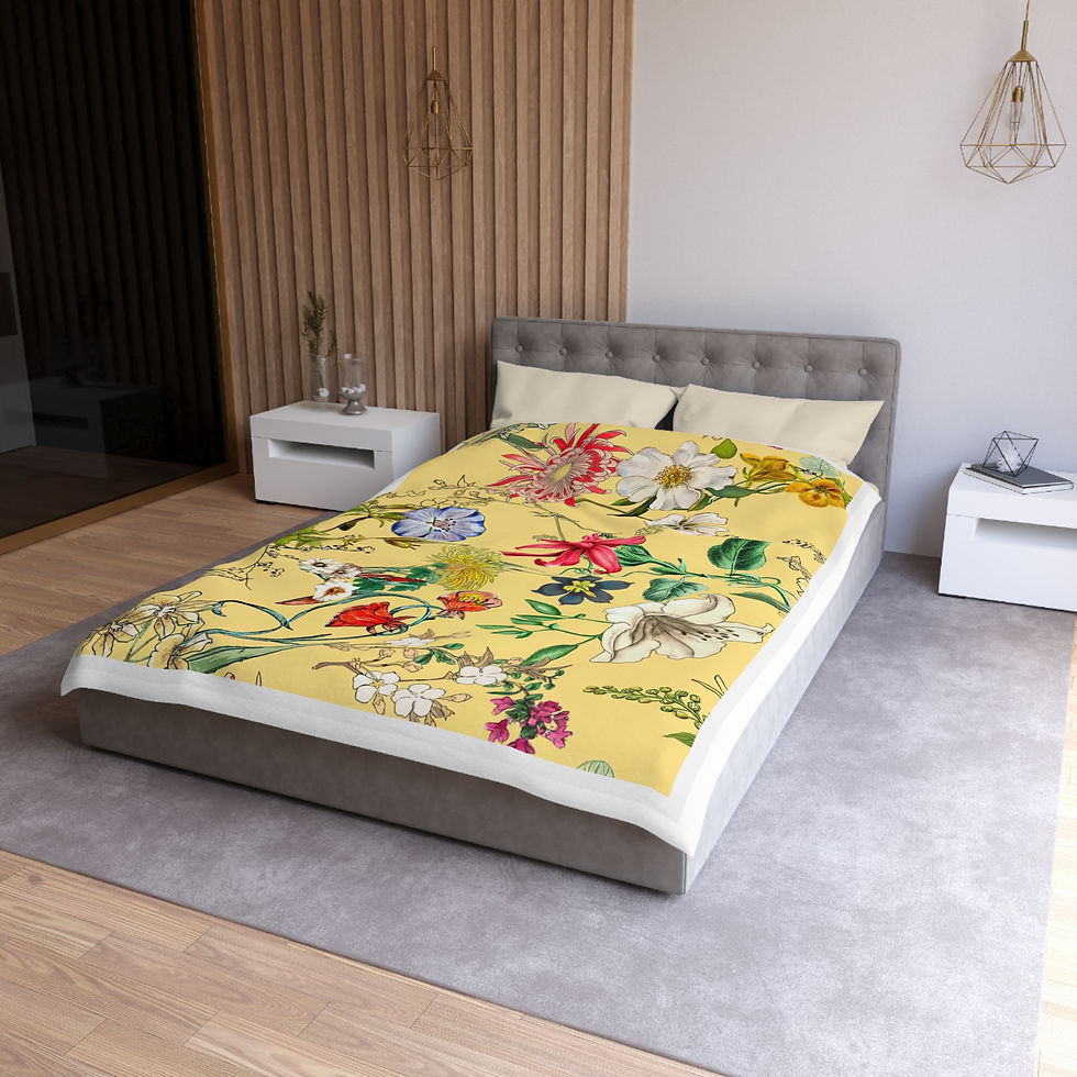 Thumbnail: Floral Vintage Yellow Microfiber Duvet Cover