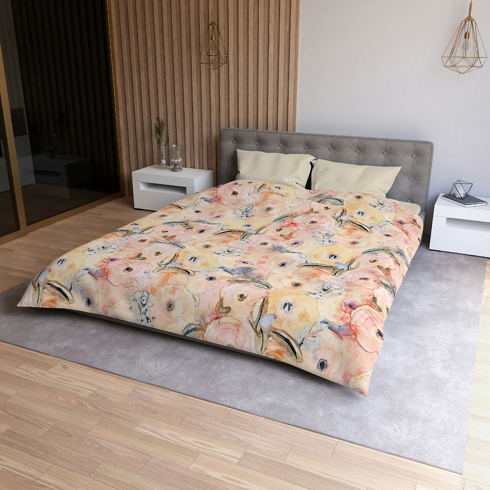 Thumbnail: Abstract Peachy Roses Microfiber Duvet Cover