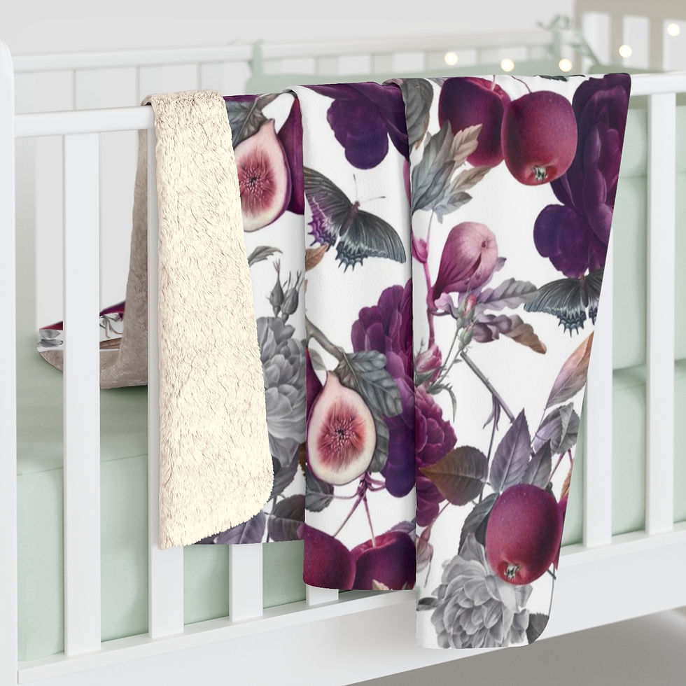 Thumbnail: Mauve Plums and Roses Sherpa Fleece Blanket