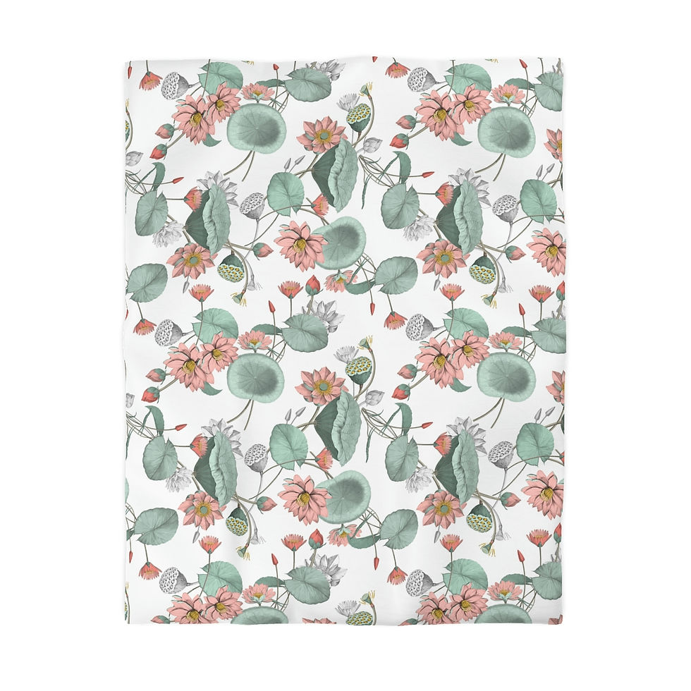 Thumbnail: Nelumbo (white) Microfiber Duvet Cover