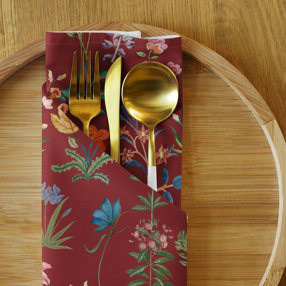 Thumbnail: Pichwai Earth Red Cloth napkin set 