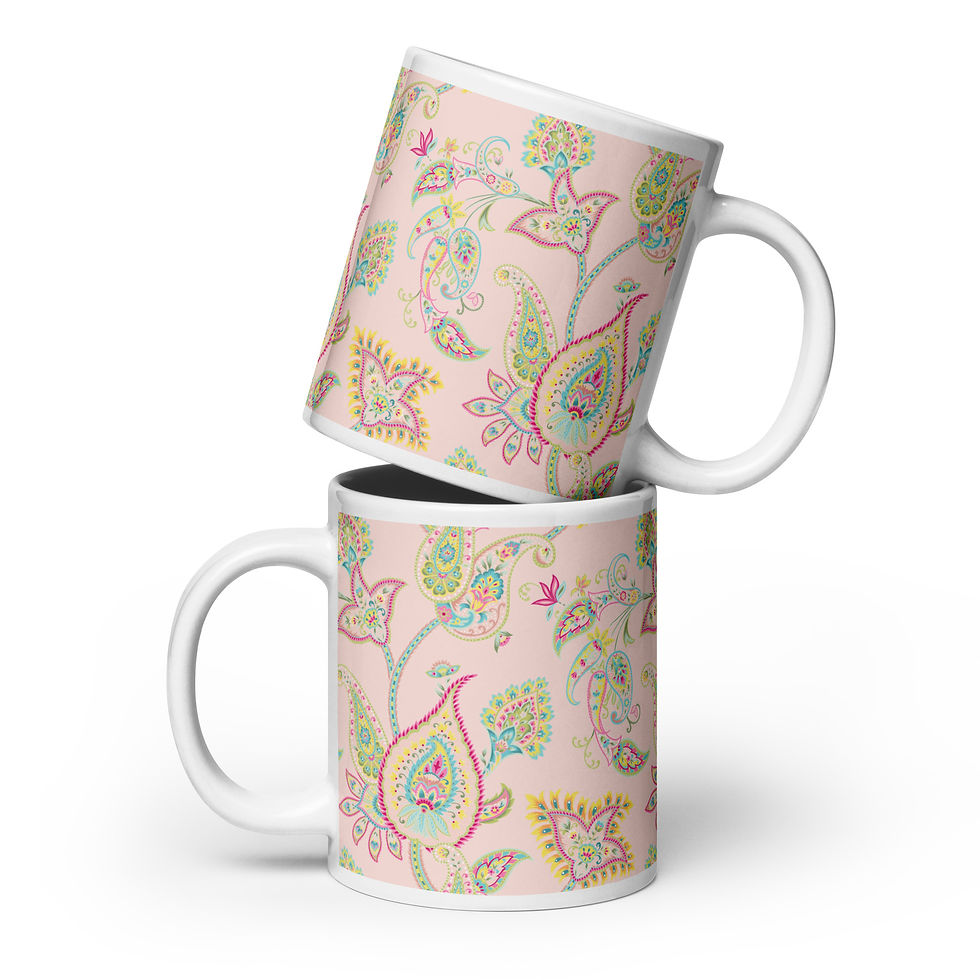 Thumbnail: Pink Paisley (Blush) glossy mug