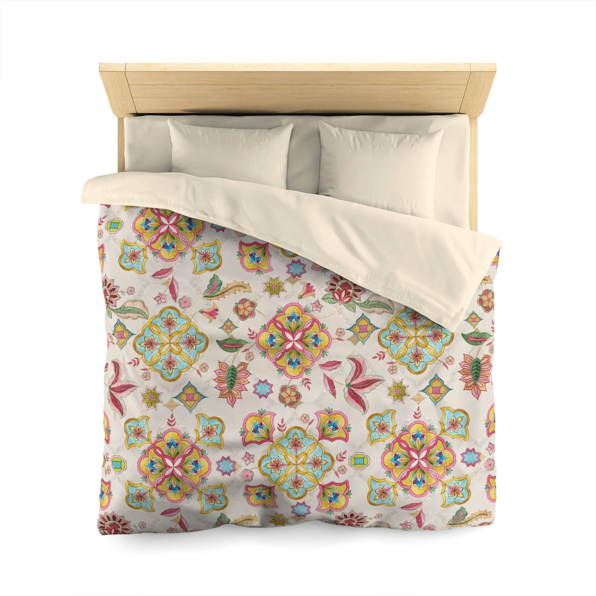 Indian Floral Tan Microfiber Duvet Cover