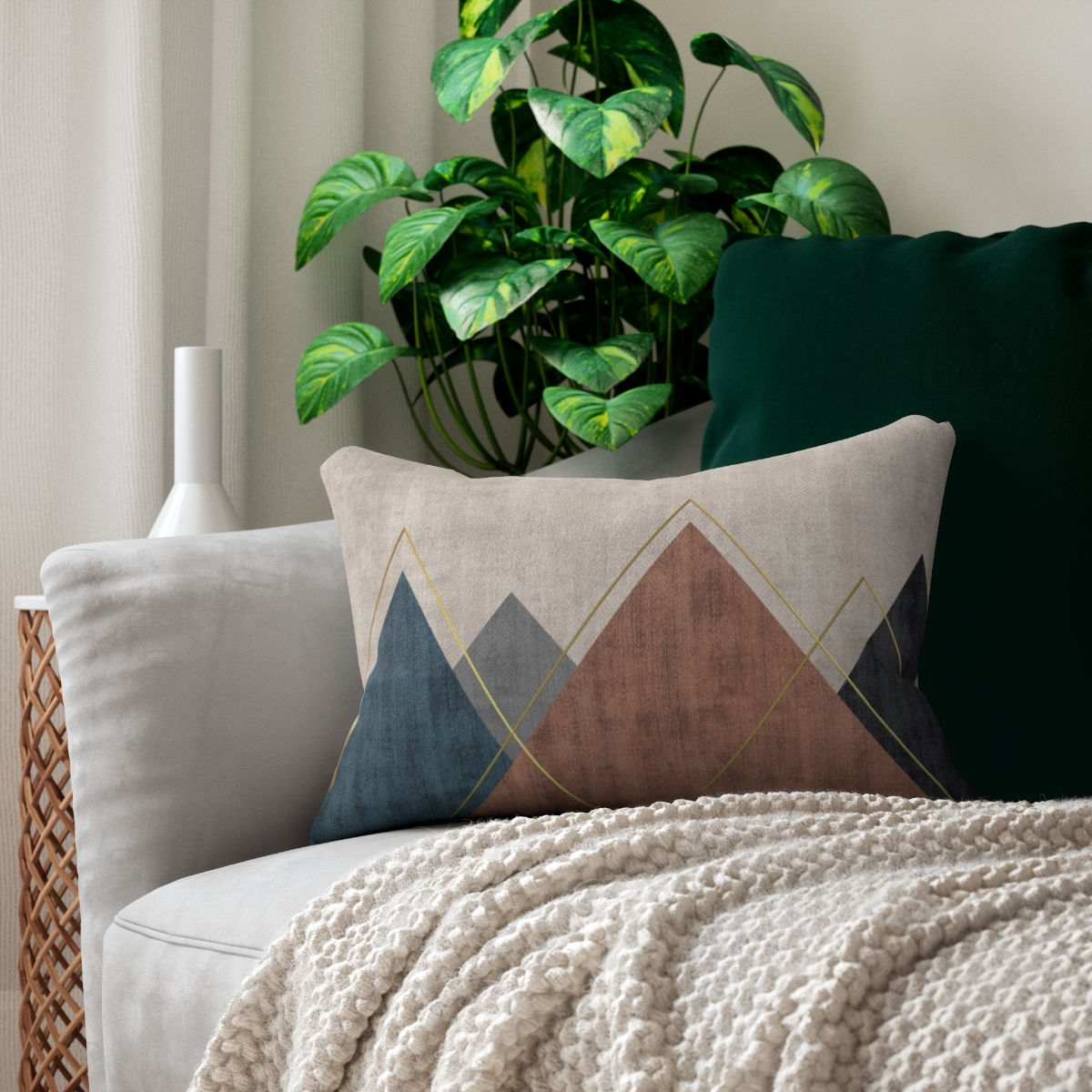 Mountains Spun Polyester Lumbar Pillow