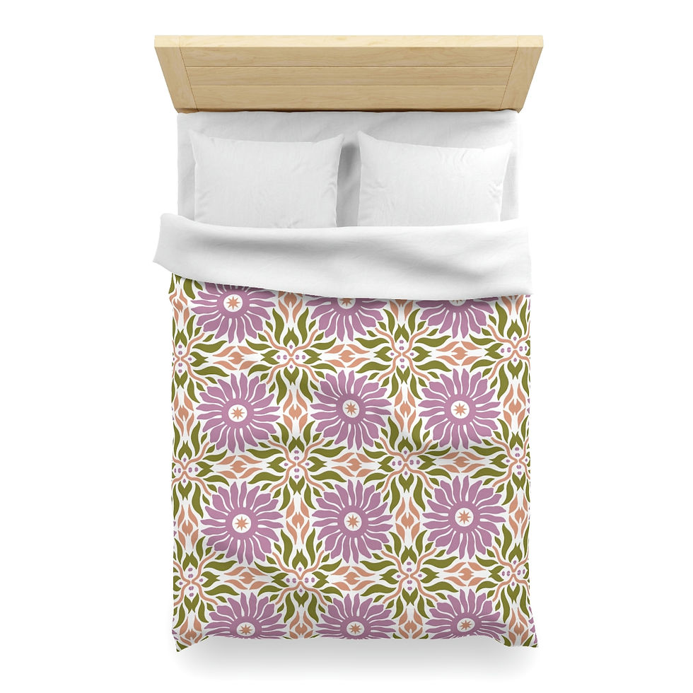 Thumbnail: Happy Flowers #2 Microfiber Duvet Cover