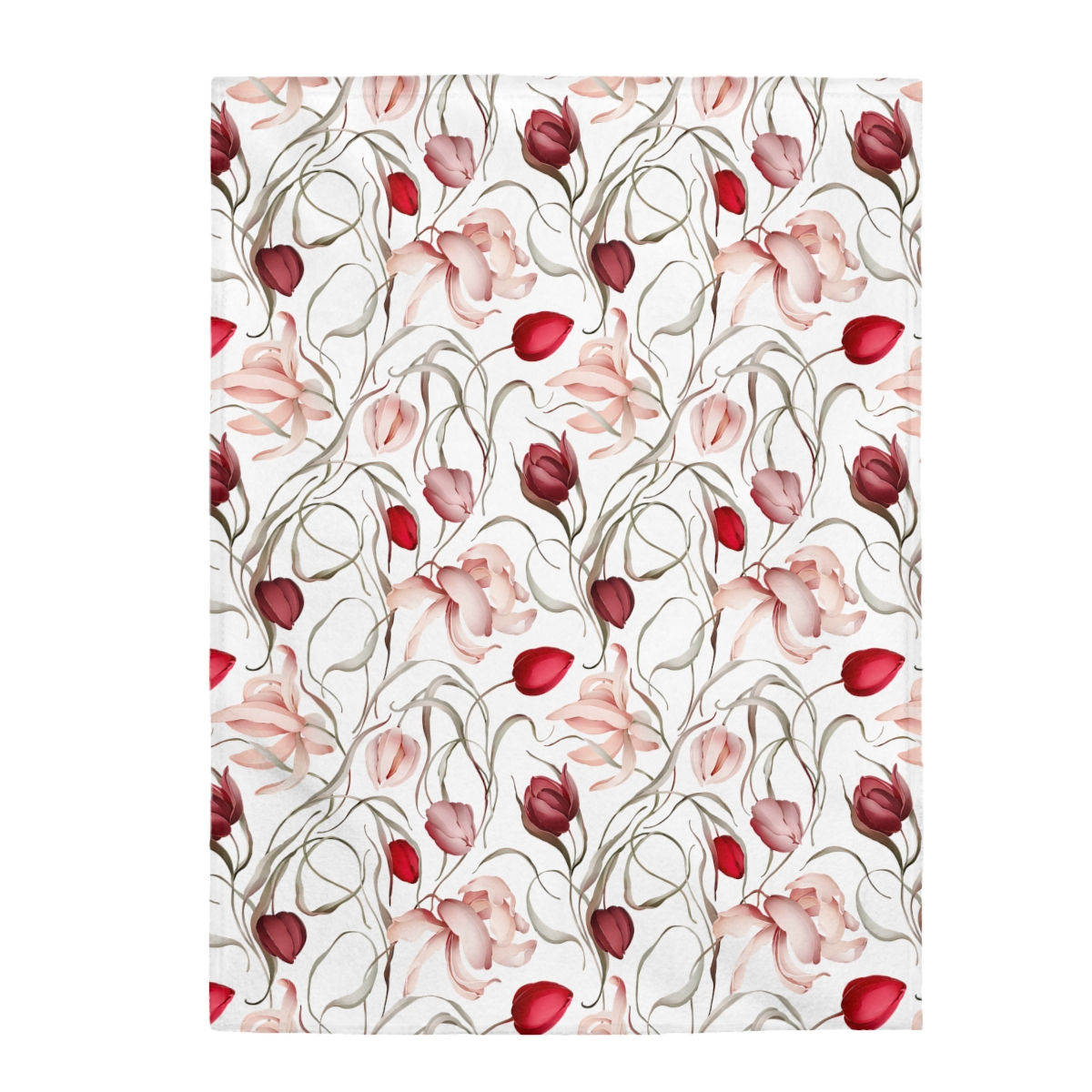 Sulė Tulips, White Velveteen Plush Blanket