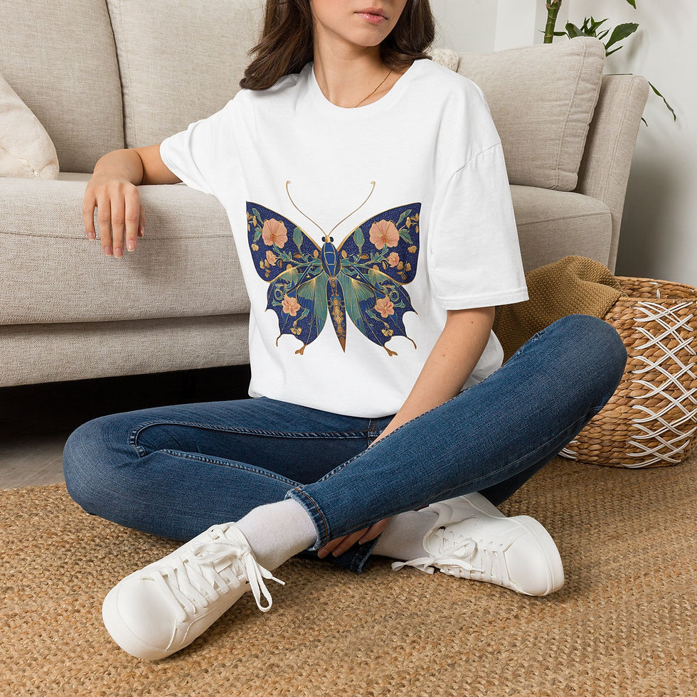 Thumbnail: Floral Butterfly T-Shirt — Vintage Botanical Wings Tee