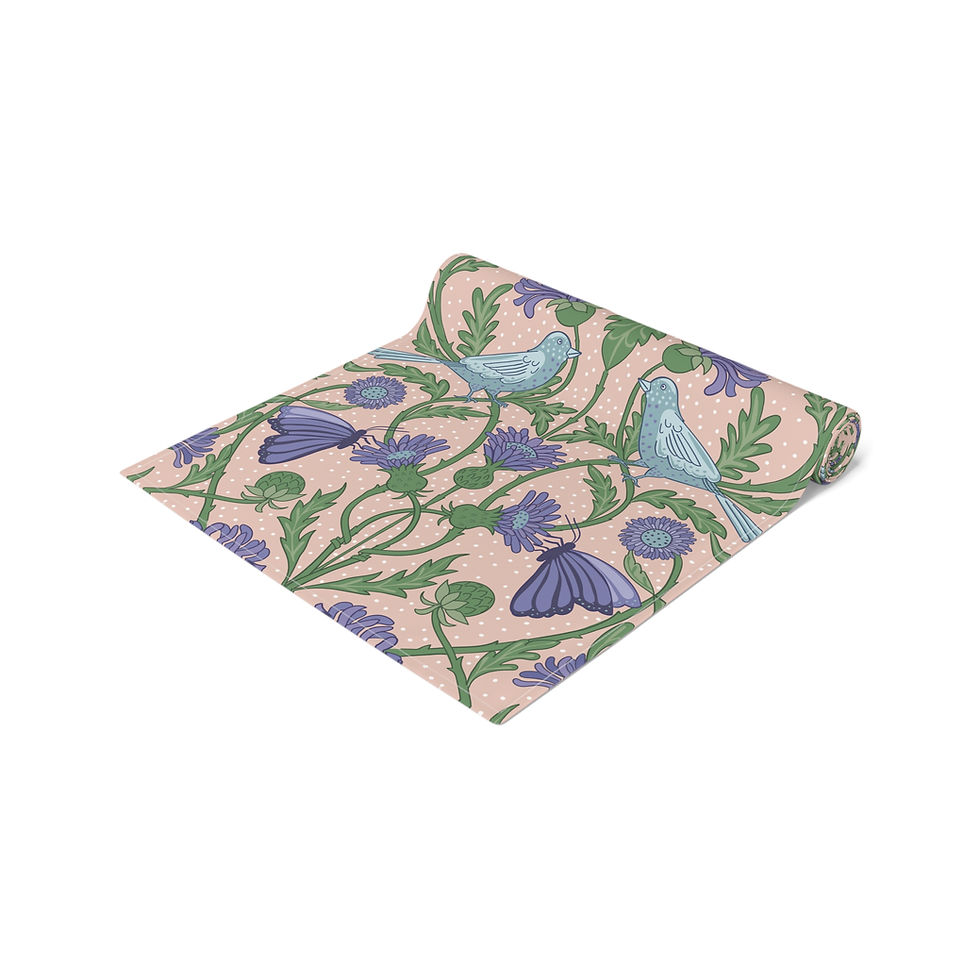 Thumbnail: Botanical Bird  and Floral Table Runner -
