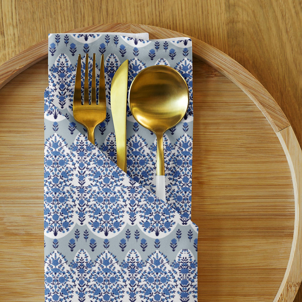 Thumbnail: Blue Patterns Cloth napkin set