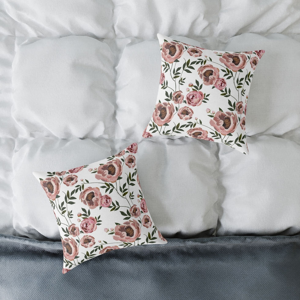 Thumbnail: Peonies Pink Spun Polyester Pillow