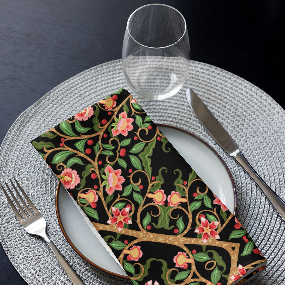 Thumbnail: Tree of Life Set 4 India Cloth napkin set