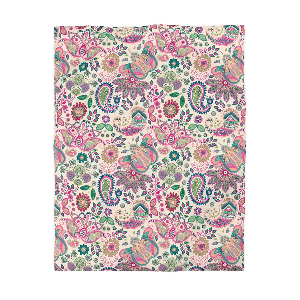 Thumbnail: Pink Paisley Microfiber Duvet Cover