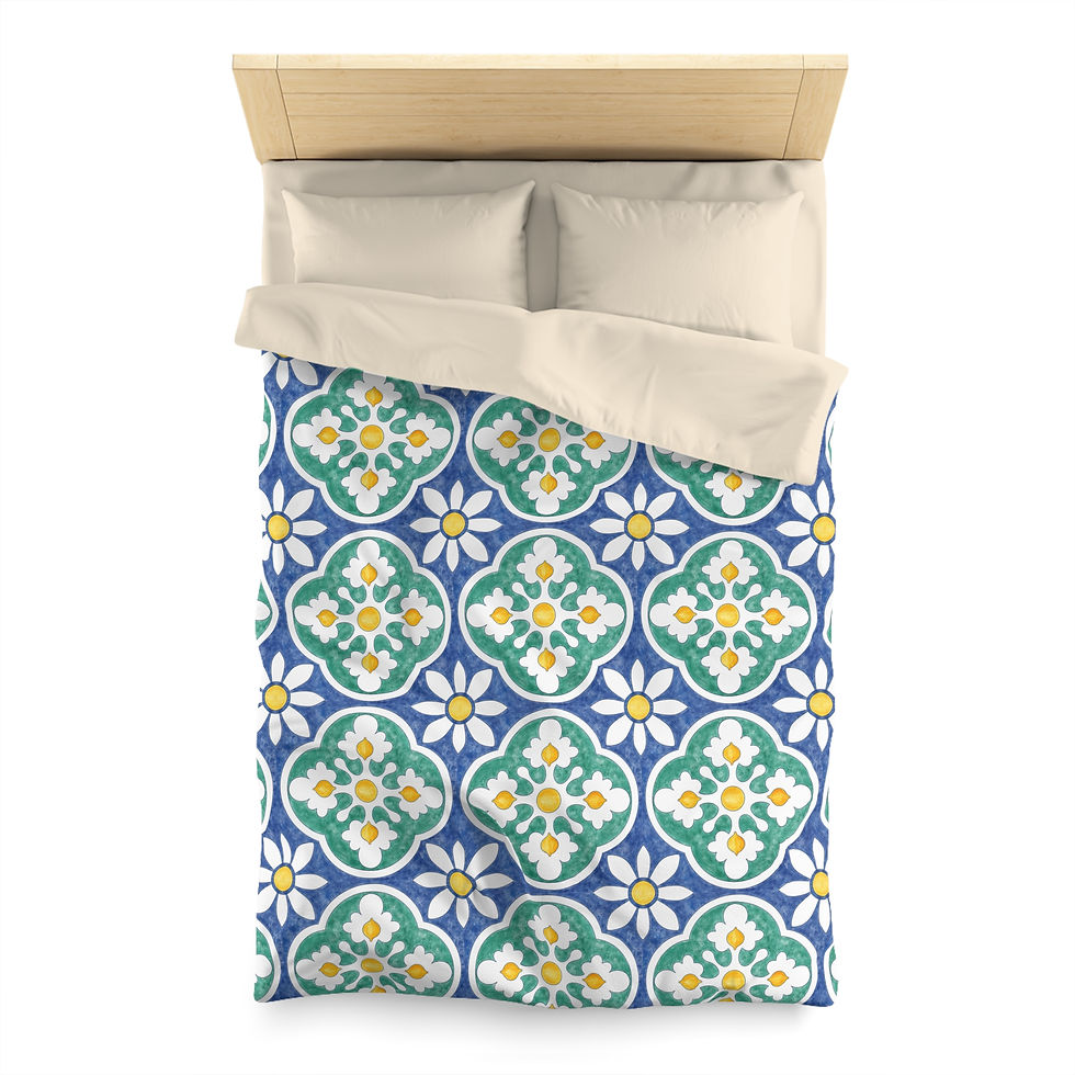 Thumbnail: Italian Tiles 2 Microfiber Duvet Cover