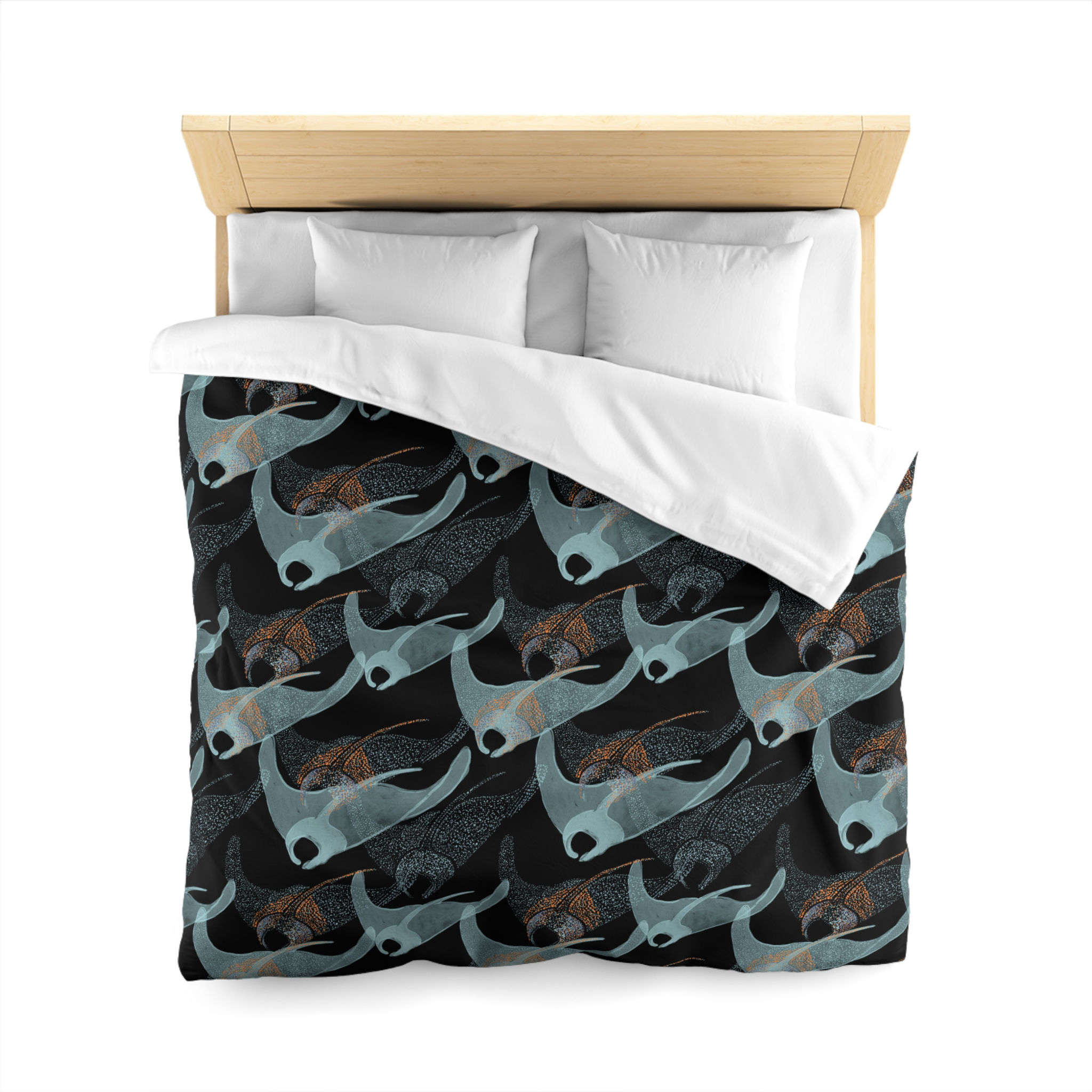 Whimsical Marine Life Microfiber Duvet Cover, Nautical Bedding for Ocean Lovers