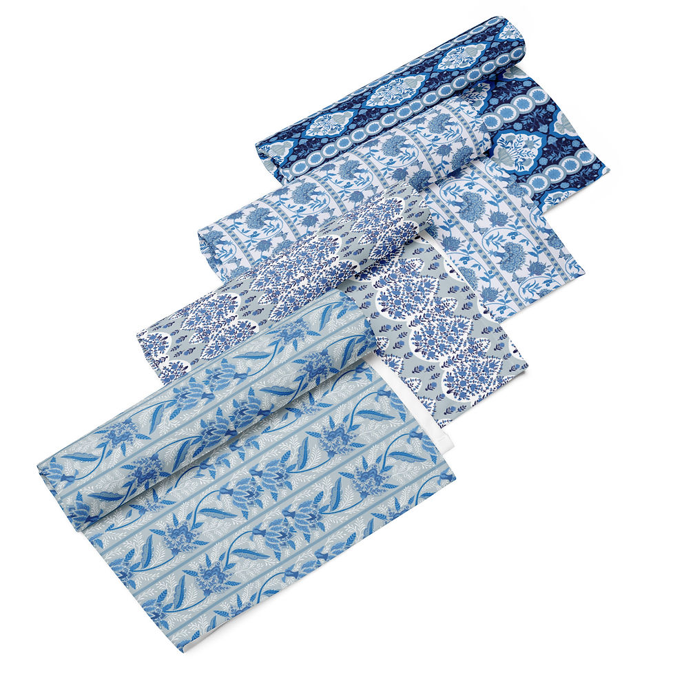 Thumbnail: Blue Patterns Cloth napkin set