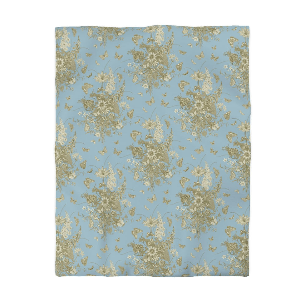 Thumbnail: Classic Floral Blue Microfiber Duvet Cover