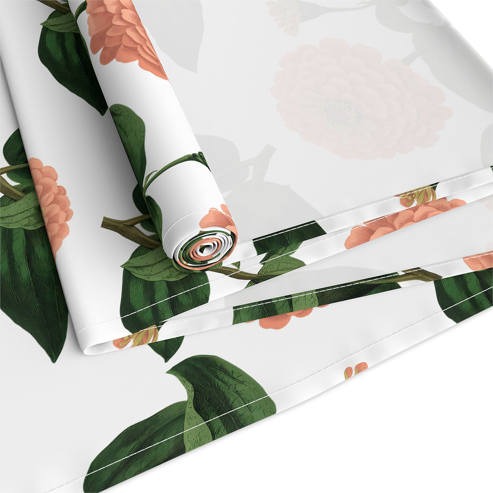 Thumbnail: Peach Floral Table Runner — Botanical Cotton-Poly Dining Decor