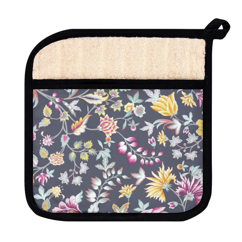 Thumbnail:  Calico (Dark Navy-Black) Pot Holder with Pocket