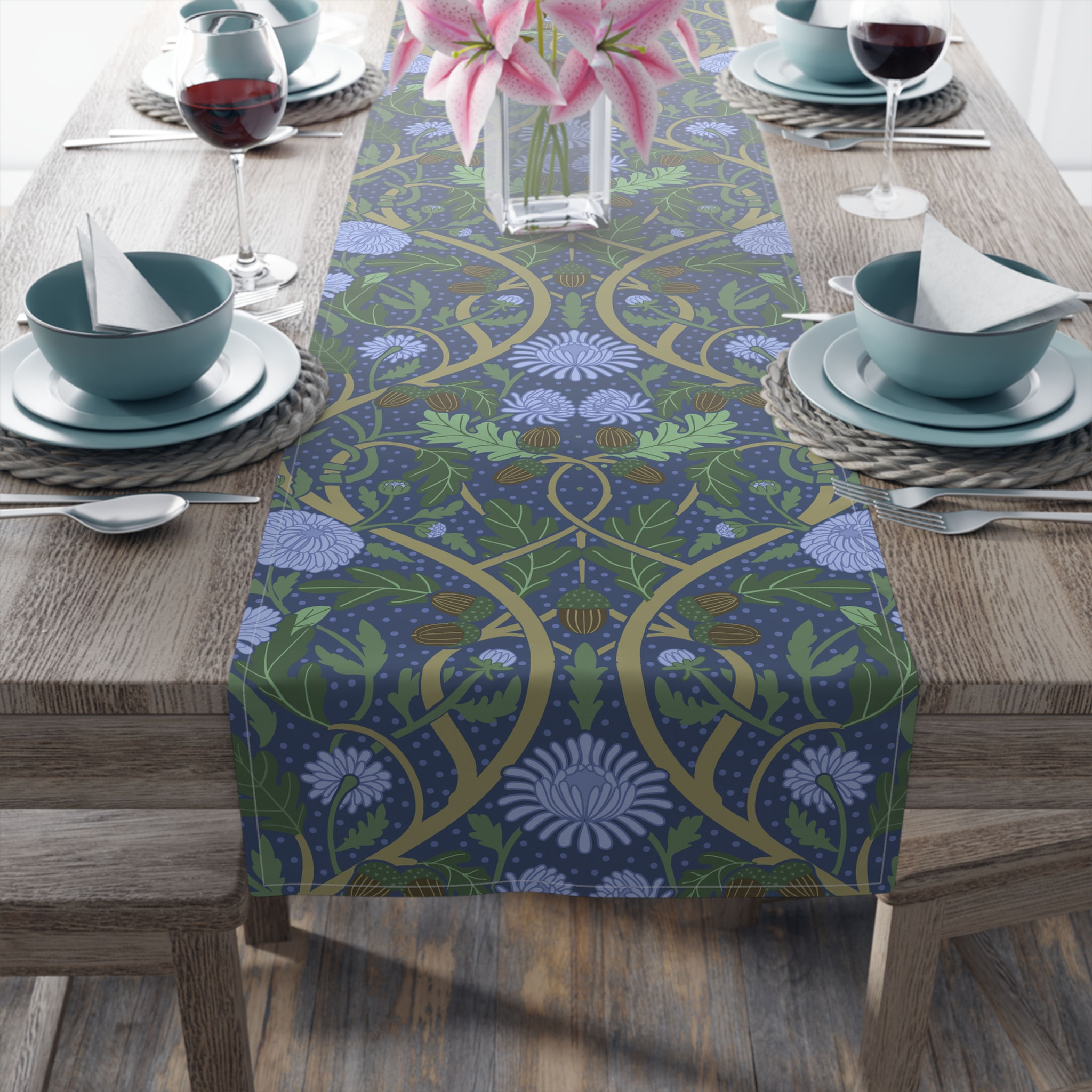 Morris Inspired Botanical Table Runner - Cotton Poly Decor