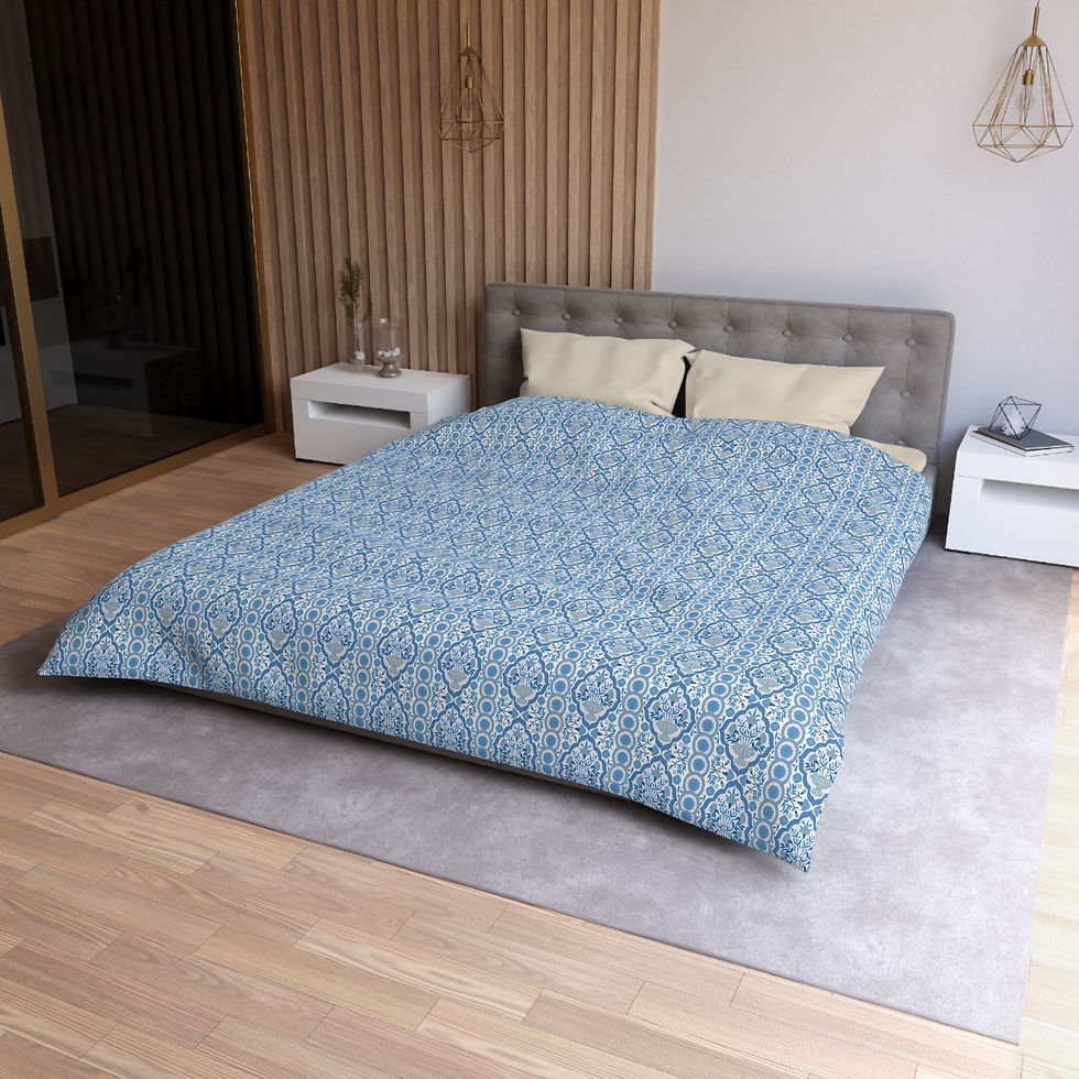 Thumbnail: Bohemian Microfiber Duvet Cover - Blue Pattern for Cozy Bedrooms