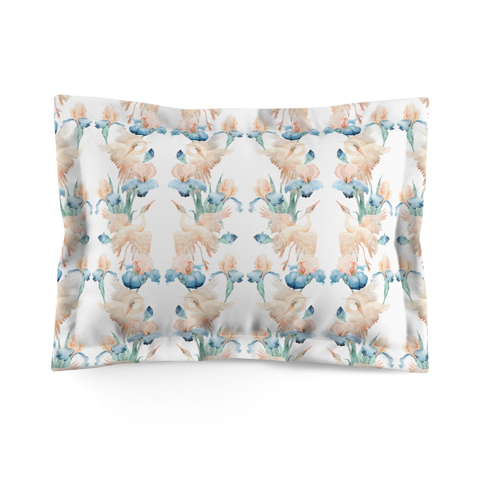 Watercolor Iris & Swan Dance Microfiber Pillow Sham