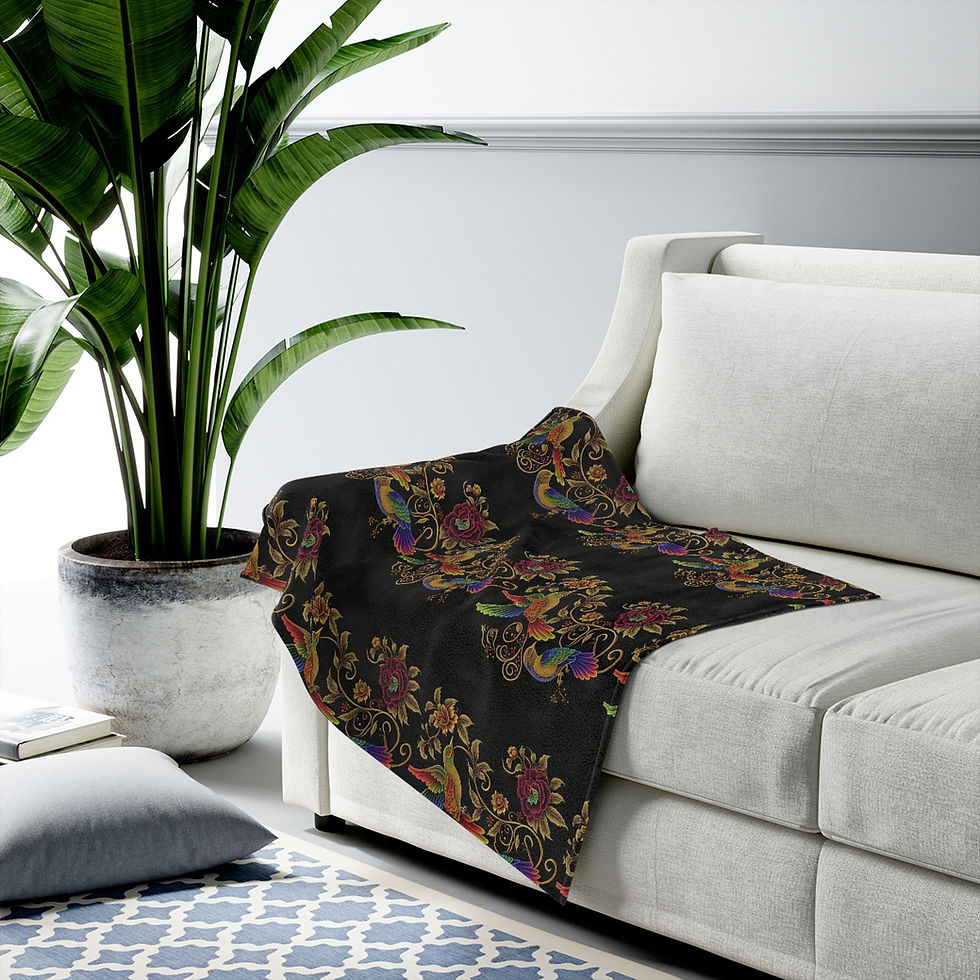 Thumbnail: Rainbow Birds Velveteen Plush Blanket