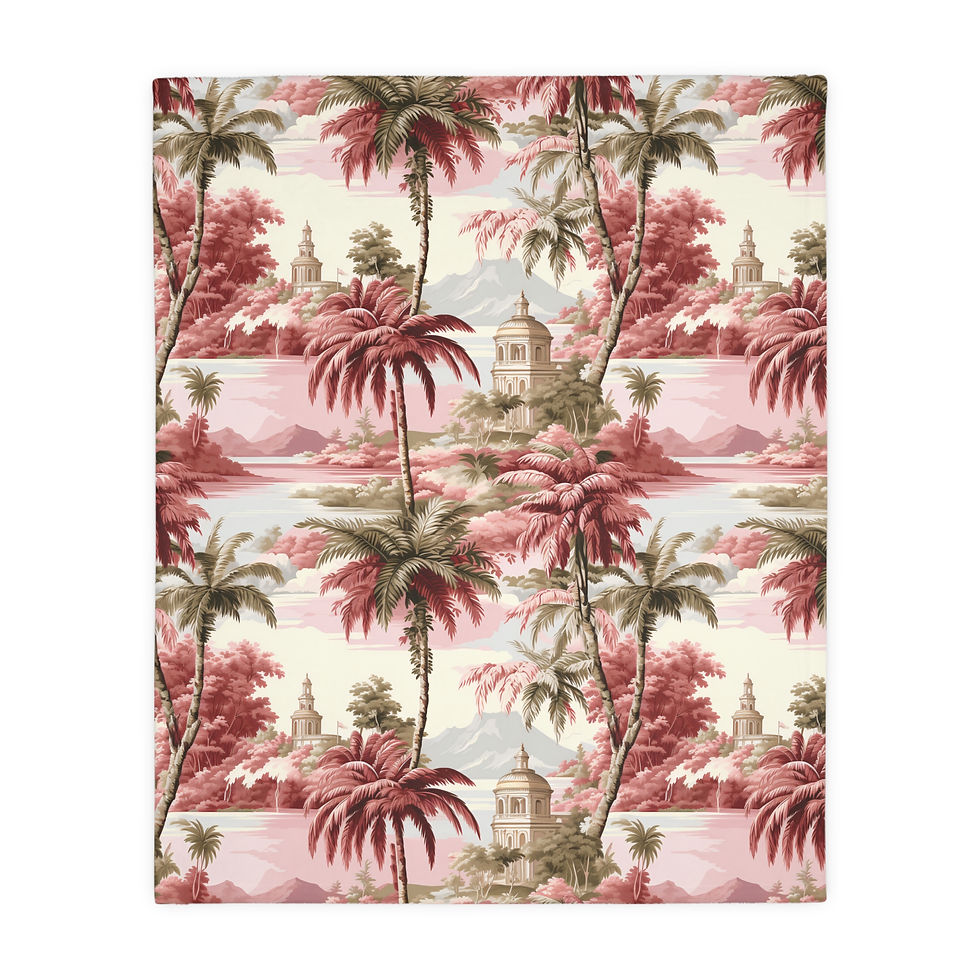 Thumbnail:  Pink Tropical Velveteen Blanket (Back side: PINK)