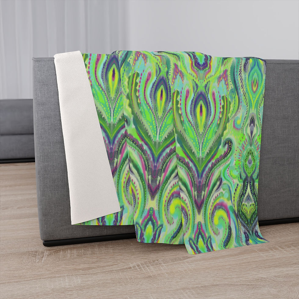 Thumbnail: Paisley Green  Sherpa Blanket