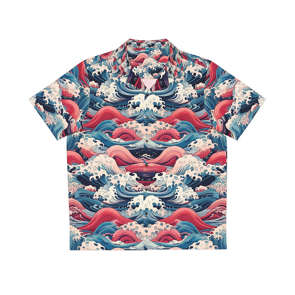 Thumbnail: Japanese Seas Weaved  Men's Hawaiian Shirt 