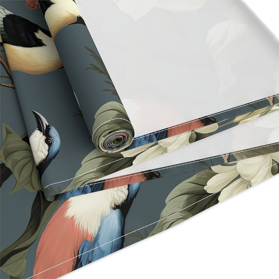 Thumbnail: Floral Bird Table Runner — Vintage Botanical Cotton-Poly Dining Accent