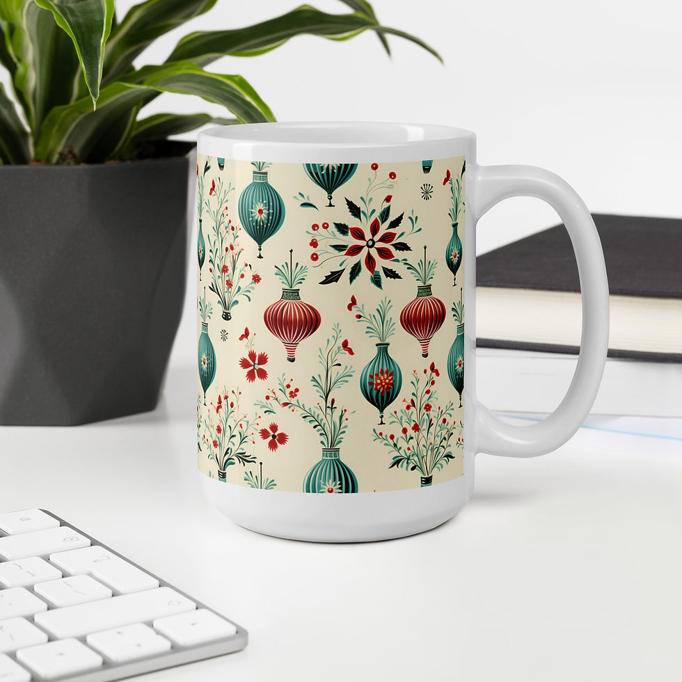 Thumbnail: Retro Holiday Ornaments glossy mug