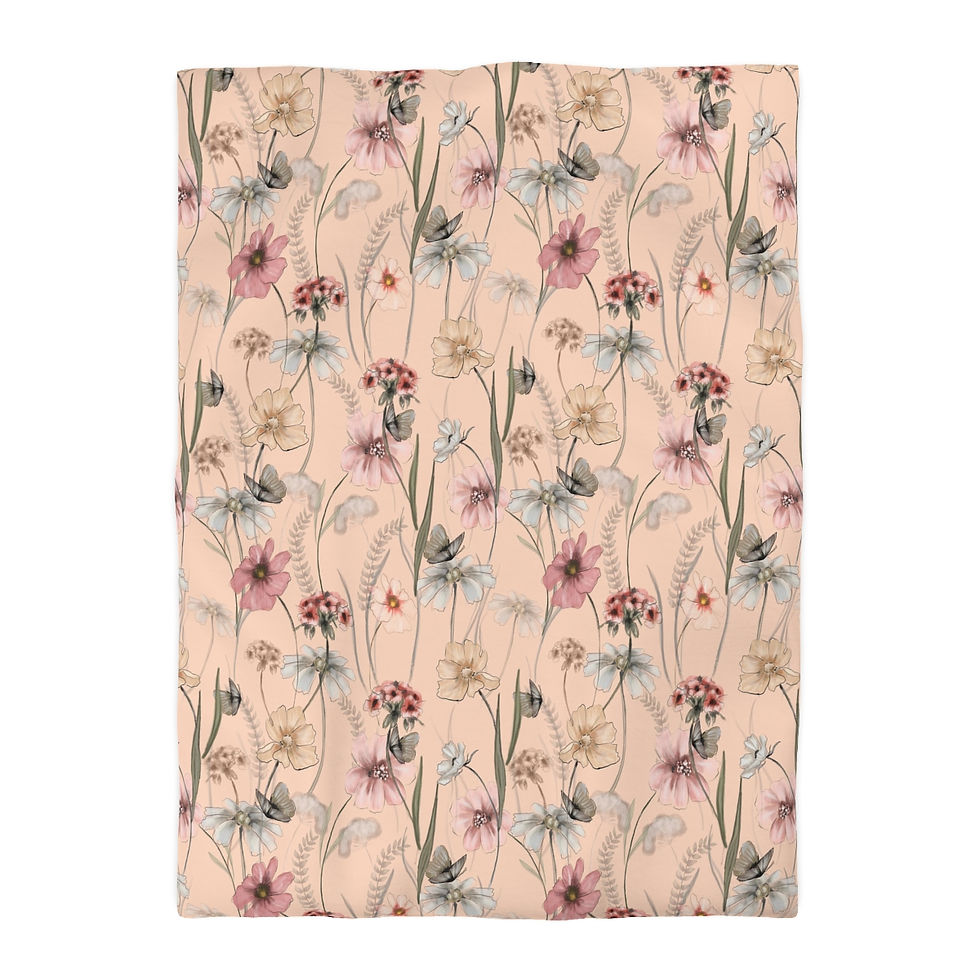 Thumbnail: Meadowland (peach) Microfiber Duvet Cover