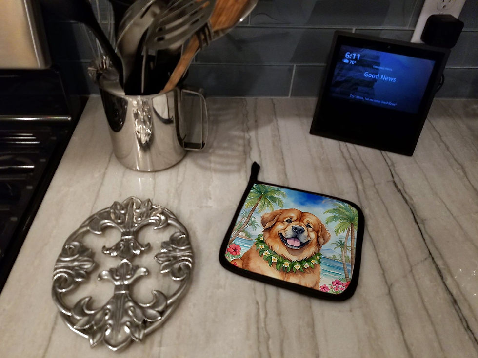Thumbnail: Tibetan Mastiff Luau Pair of Pot Holders