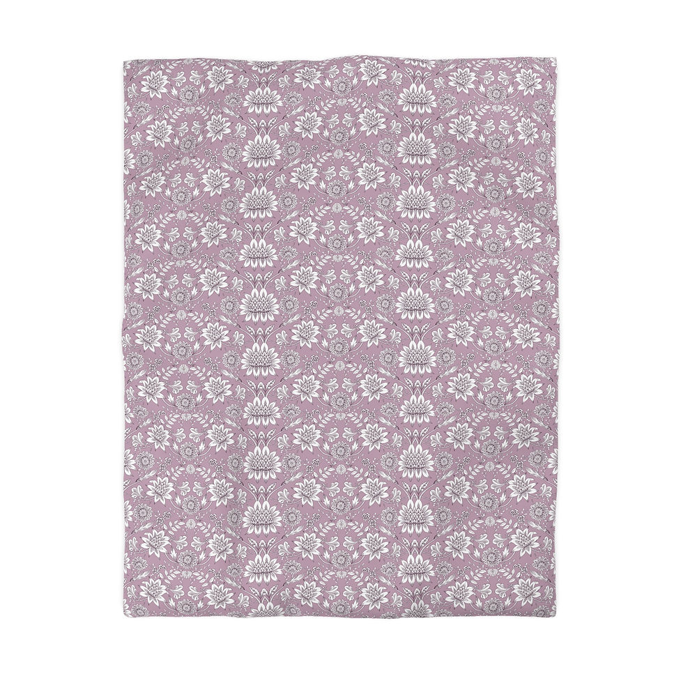 Thumbnail: Floral Damask Microfiber Duvet Cover — Mauve Vintage Pattern