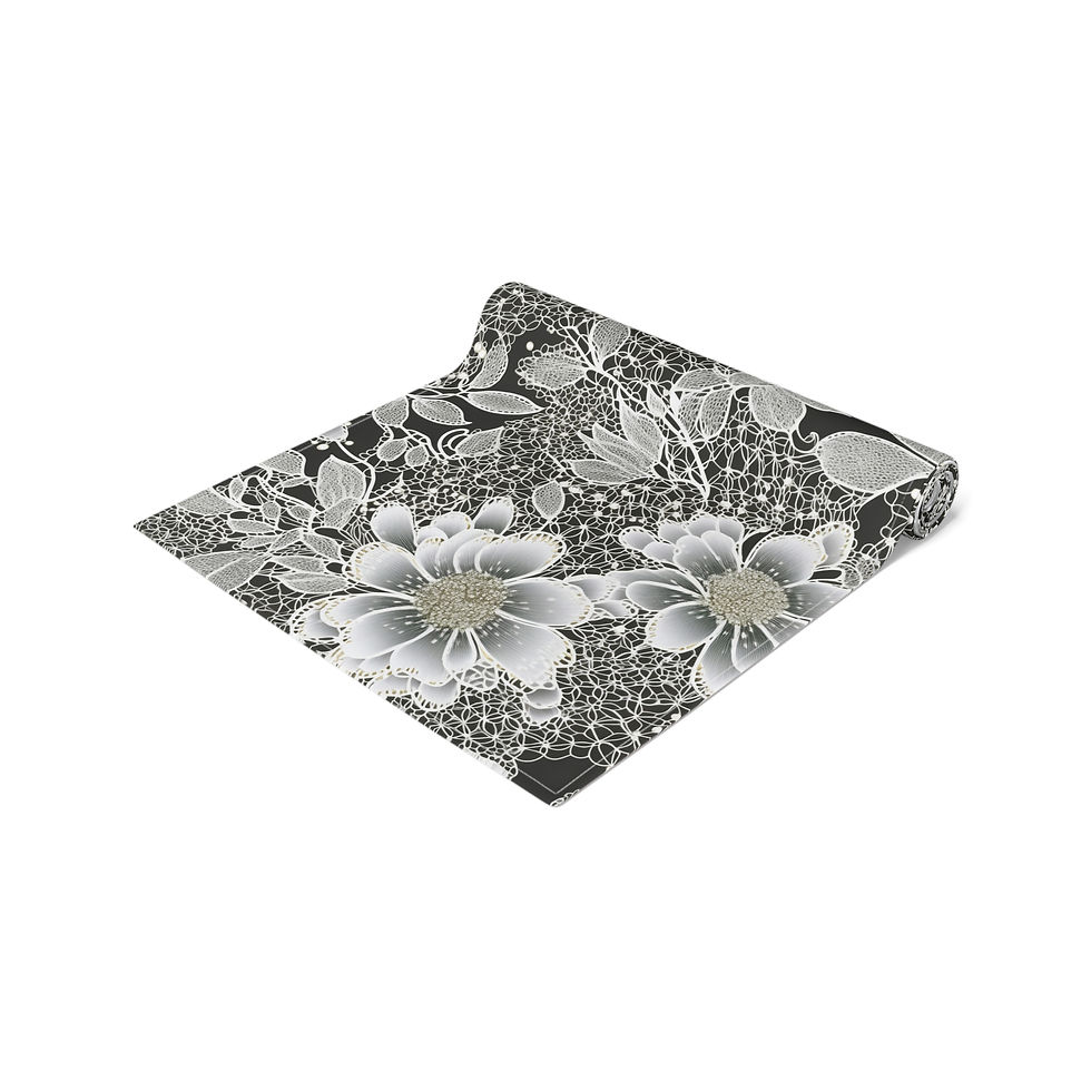 Thumbnail: Lace Rose Table Runner - Cotton/Poly Mix for Dining Decor