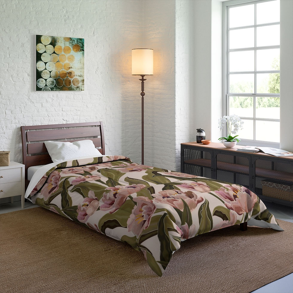 Thumbnail: Watercolour Tulips Soft Pink Comforter
