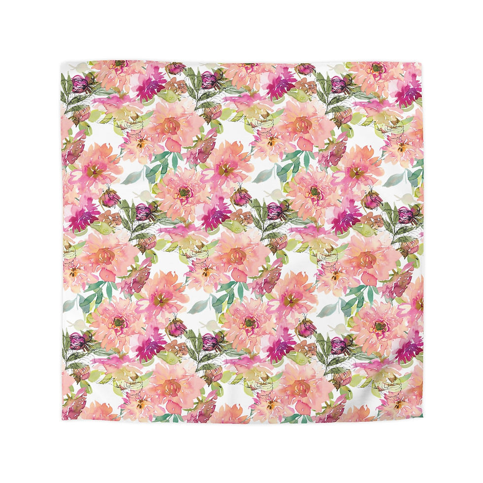 Thumbnail: Peach Bouquet Microfiber Duvet Cover