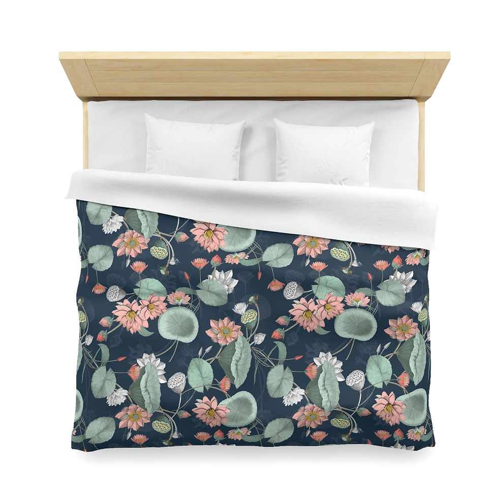 Thumbnail: Nelumbo (Midnight) Microfiber Duvet Cover