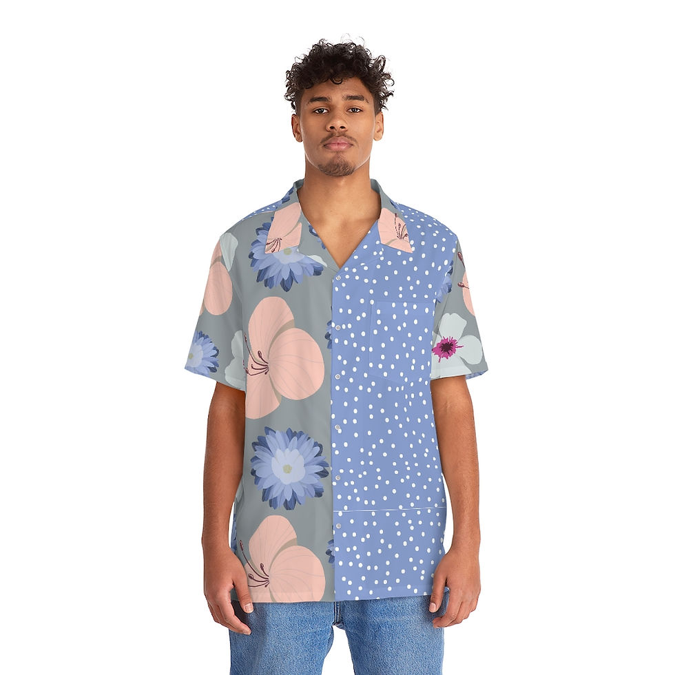 Thumbnail: Peach/Blue Maui Men's Hawaiian Shirt 