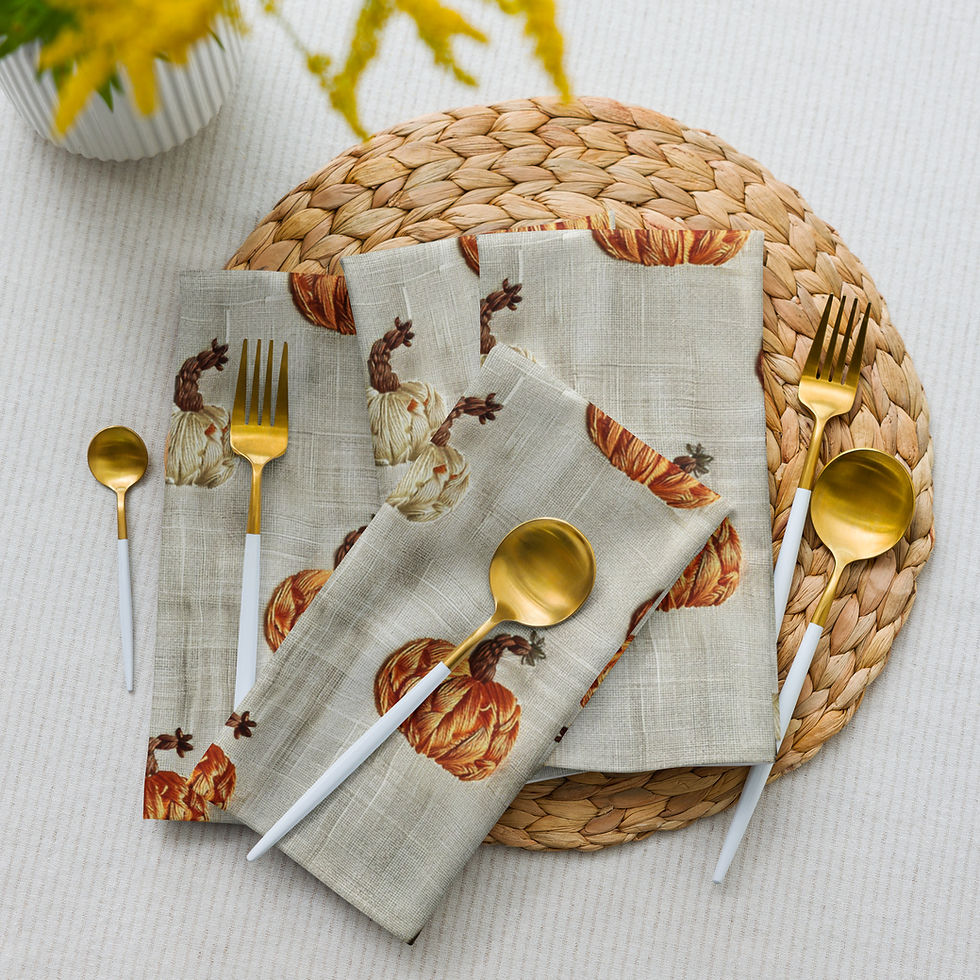 Thumbnail: 3D "Embroidered" Pumpkins Cloth napkin set