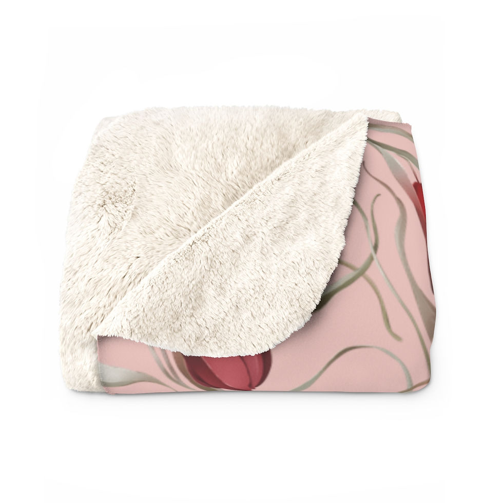 Thumbnail: Sulė Tulips Blush Sherpa Fleece Blanket